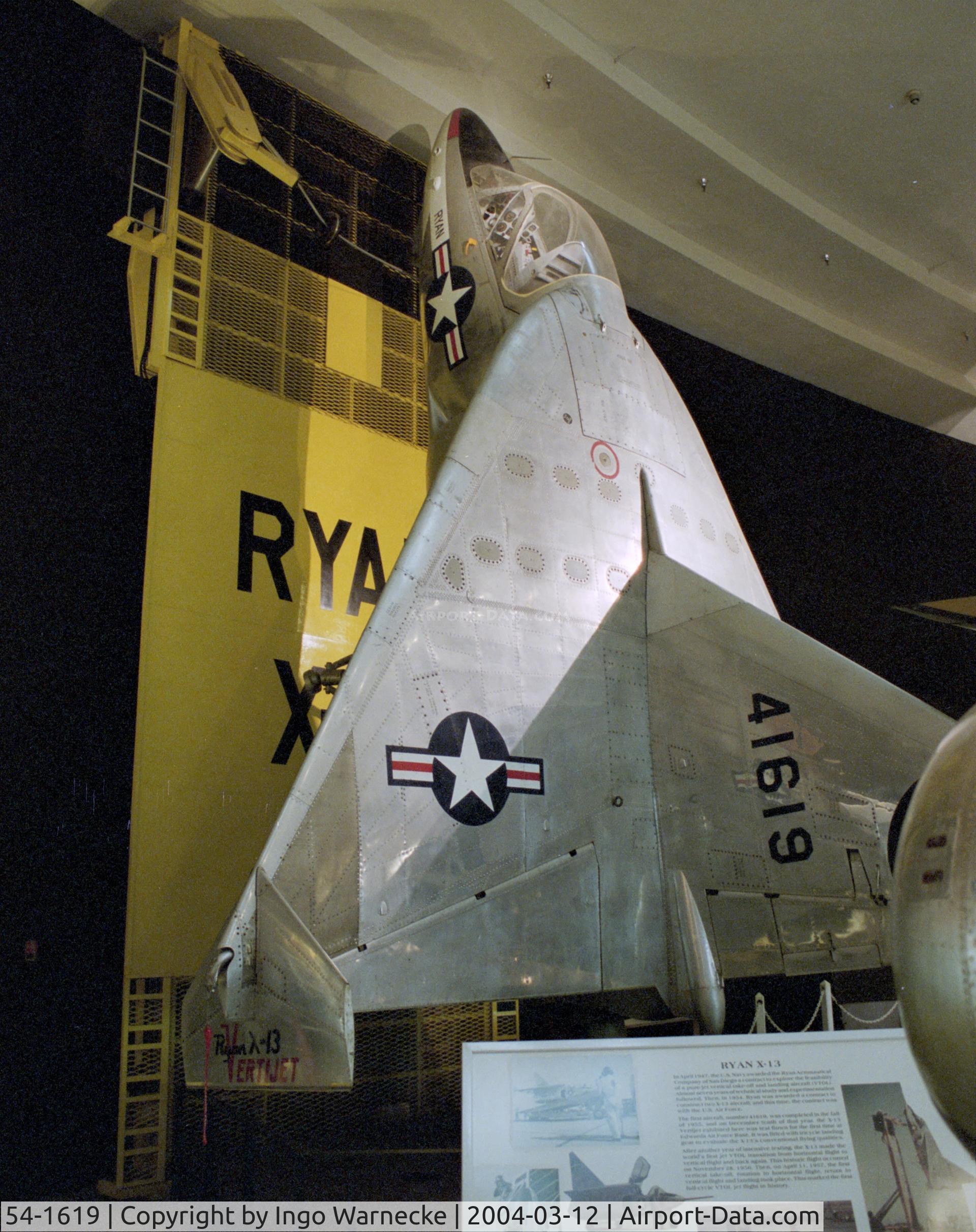 54-1619, 1954 Ryan X-13A-RY Vertijet C/N Not found 54-1619, Ryan X-13A Vertijet at the San Diego Air and Space Museum, San Diego CA