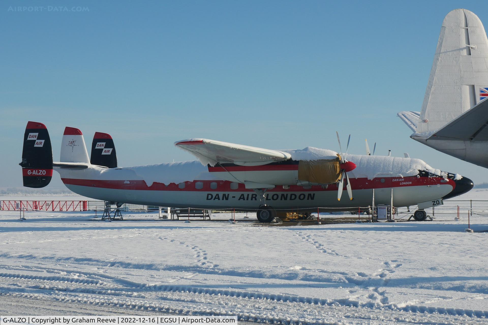 G-ALZO, 1950 Airspeed AS57 Ambassador 2 C/N 5226, On display in the snow at Duxford.