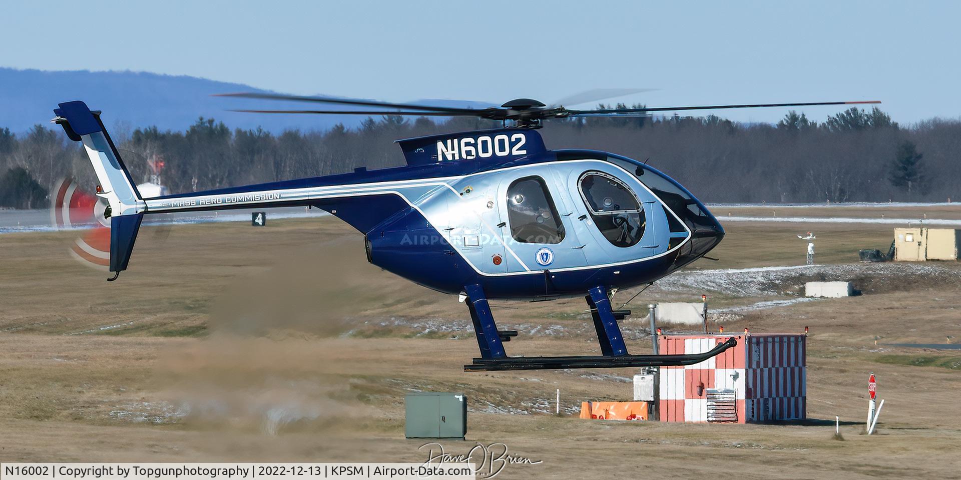 N16002, 1986 McDonnell Douglas 369E C/N 0194E, Mass State Police Helo coming in for some work.