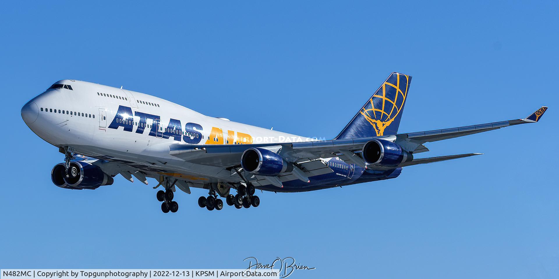 N482MC, 2001 Boeing 747-443 C/N 32340, Atlas troop flight inbound RW34