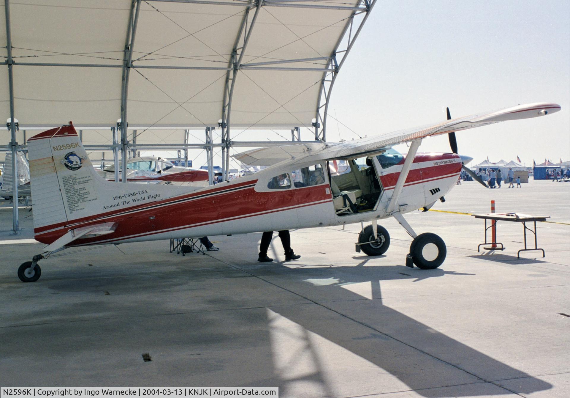 N2596K, Cessna A185F Skywagon 185 C/N 18504257, Cessna A185F Skywagon (this plane flew around the world via the USSR in 1991) at the 2004 airshow at El Centro NAS, CA