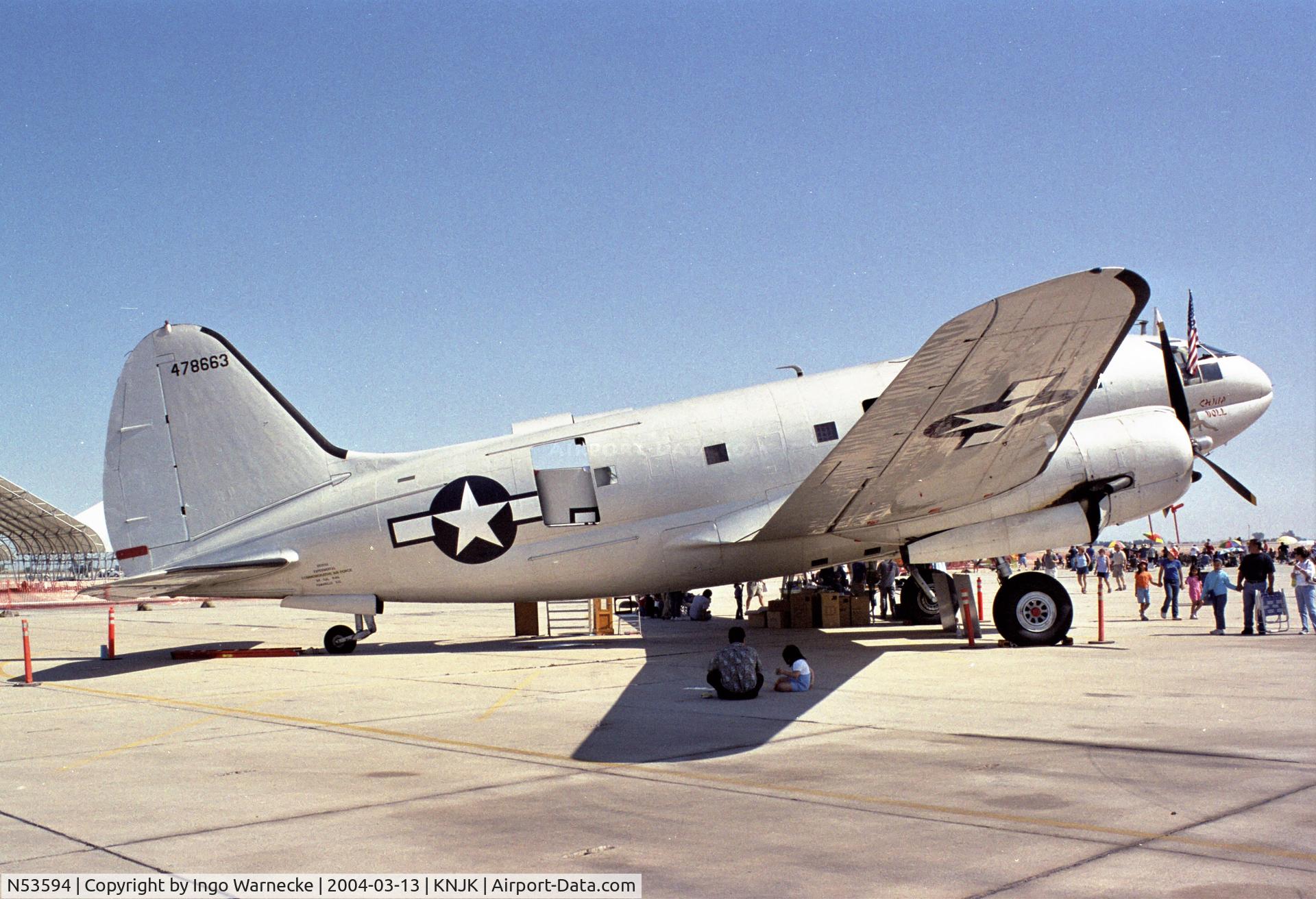 N53594, 1944 Curtiss C-46F Commando C/N 22486, Curtiss C-46F Commando at the 2004 airshow at El Centro NAS, CA
