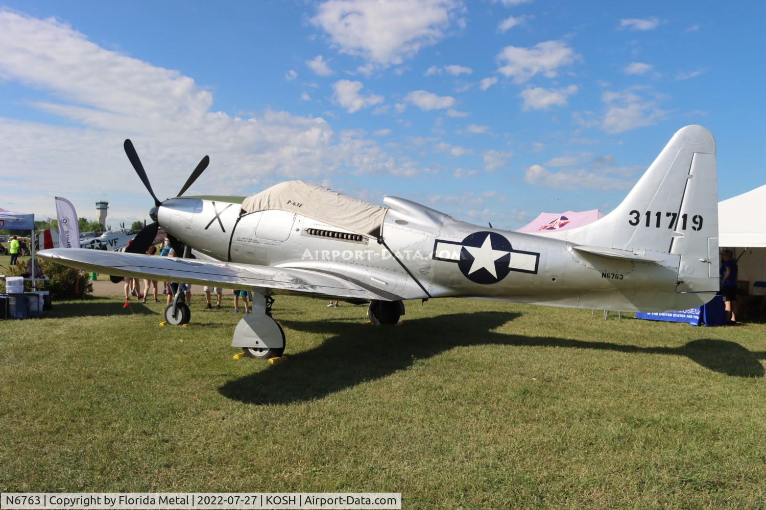 N6763, 1946 Bell P-63F Kingcobra C/N 296E1-1R, OSH 2022 - this aircraft sadly destroyed in a Mid Air collision with B-17 Texas Raiders in Dallas