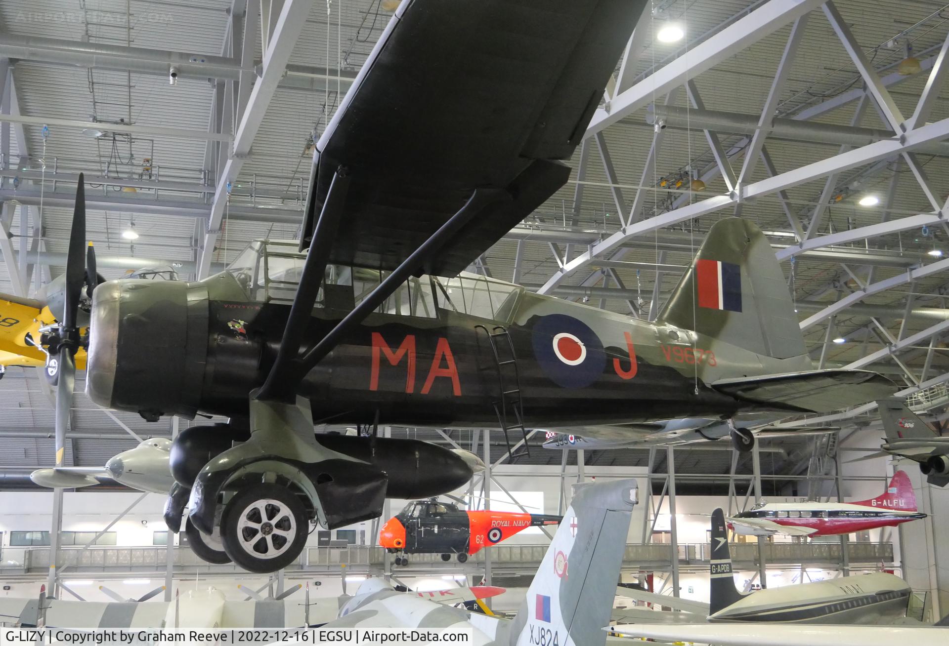 G-LIZY, 1940 Westland Lysander IIIA C/N 504/39, On display at IWM Duxford.