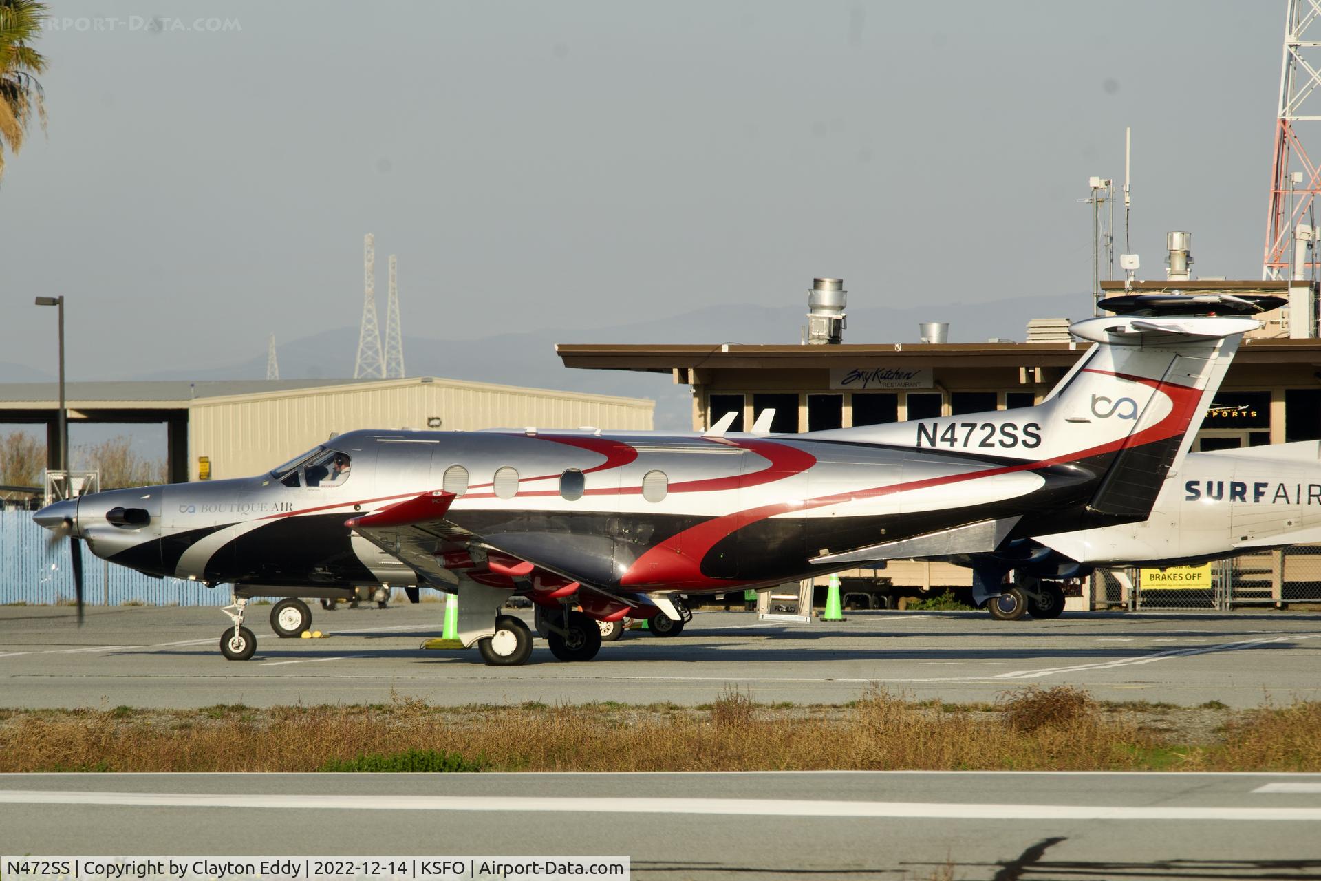 N472SS, 2007 Pilatus PC-12/47 C/N 843, San Carlos Airport in Califonia 2022.