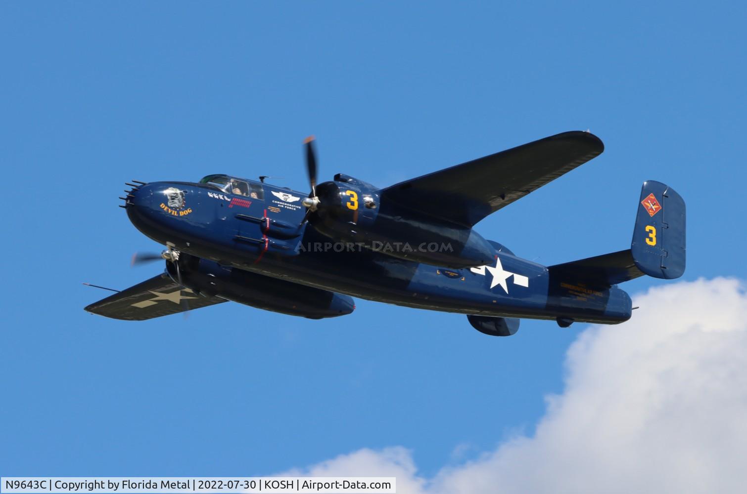 N9643C, 1944 North American B-25J Mitchell Mitchell C/N 108-47512, OSH 2022