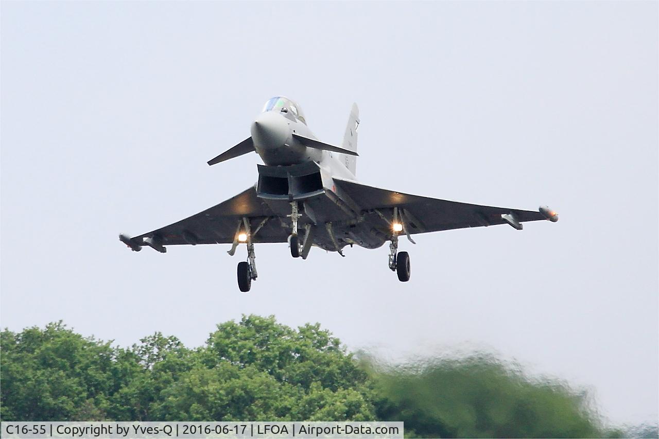 C16-55, Eurofighter EF-2000 Typhoon S C/N SS037, Eurofighter EF-2000 Typhoon S, On final rwy 24, Avord Air Base 702 (LFOA) Open day 2016