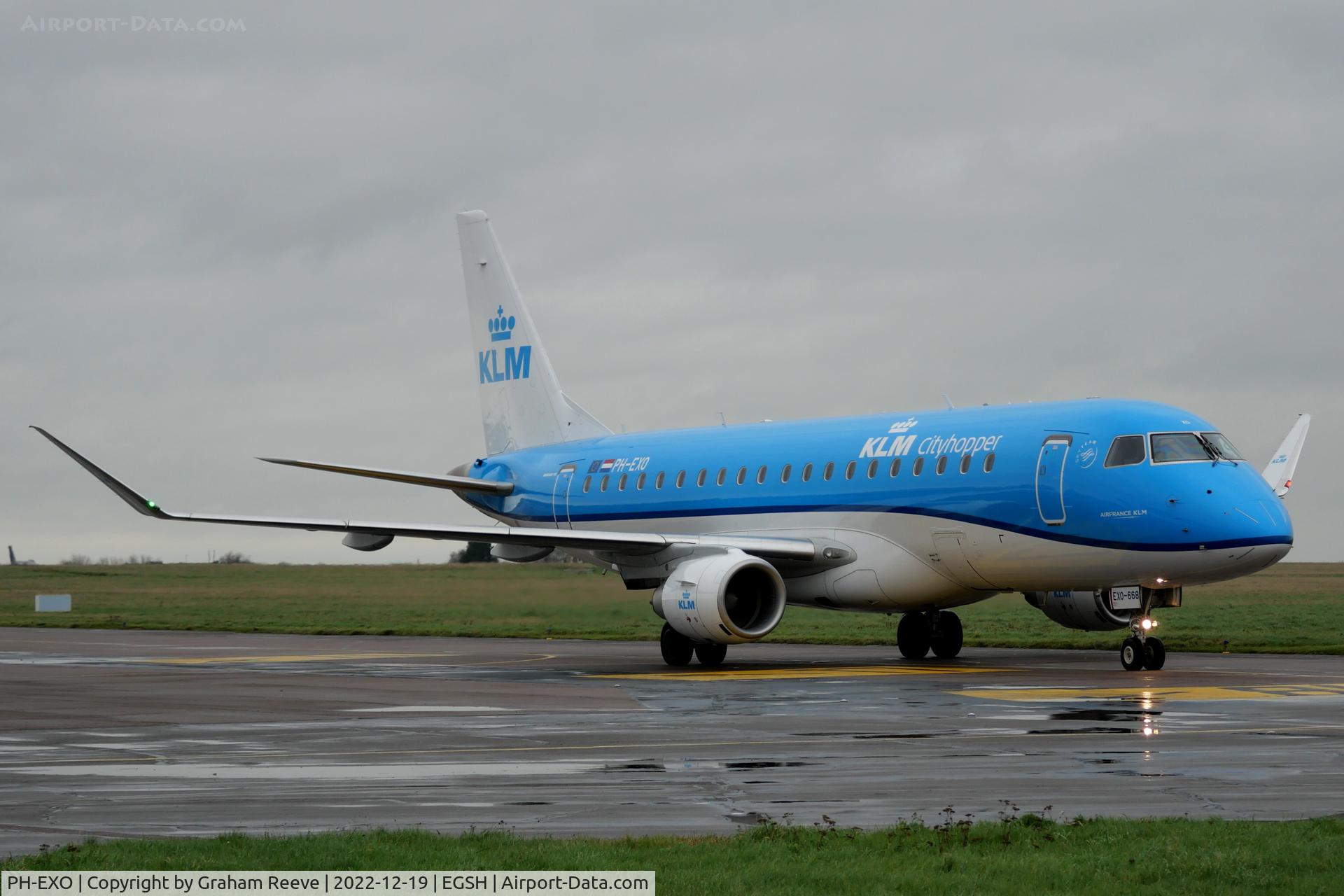 PH-EXO, 2017 Embraer 175STD (ERJ-170-200STD) C/N 17000668, Just landed at Norwich.