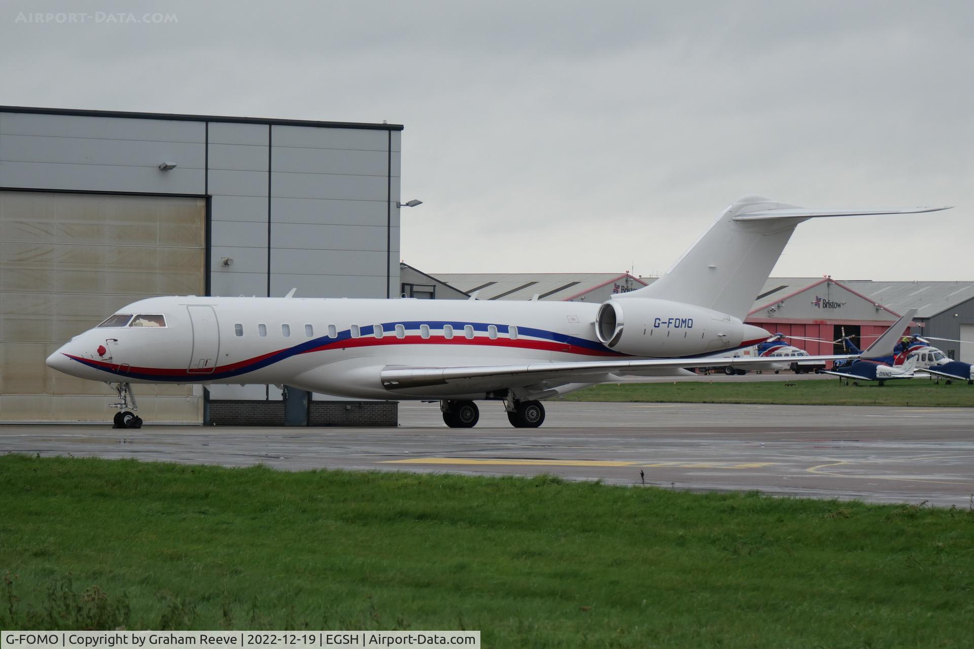 G-FOMO, 2017 Bombardier BD-700-1A10 Global 6000 C/N 9797, Parked at Norwich.