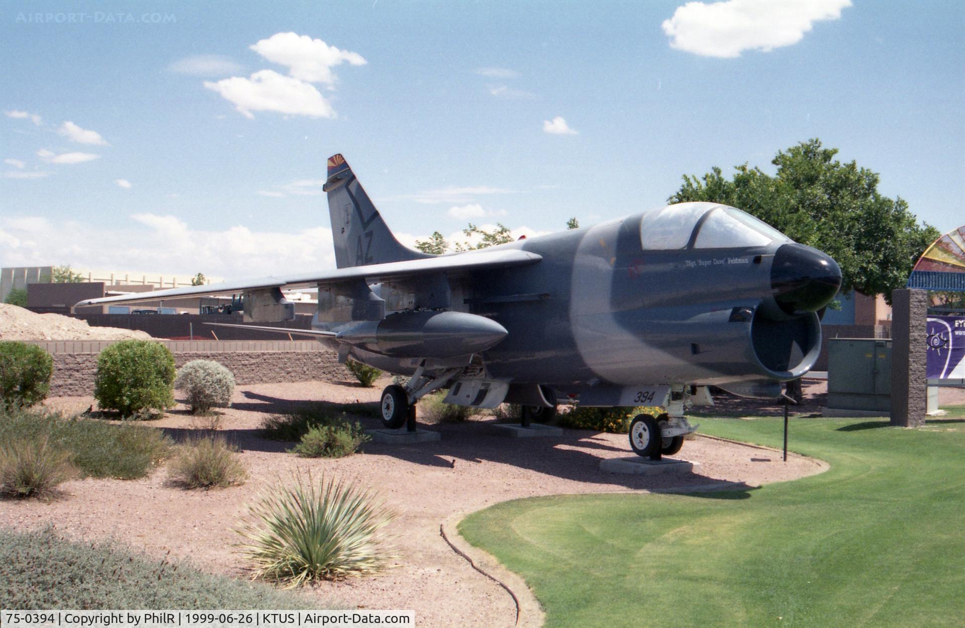 75-0394, 1977 Vought A-7D C/N D-444, 75-0394 1977 Vought A-7D Corsair ll Kurth Memorial Airpark Tuscon 26.06.99