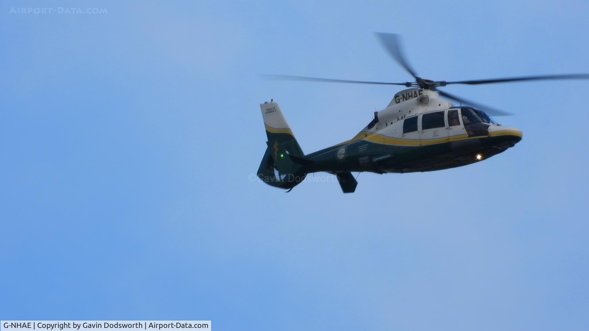 G-NHAE, 2007 Eurocopter AS-365N-3 Dauphin 2 C/N 6779, Flying over Darlington after departing from Urlay Nook