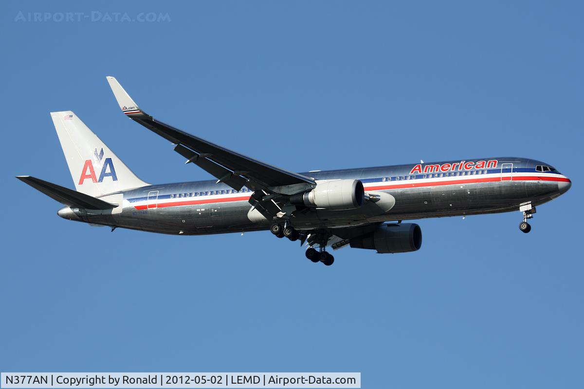 N377AN, 1992 Boeing 767-323 C/N 25446, at mad