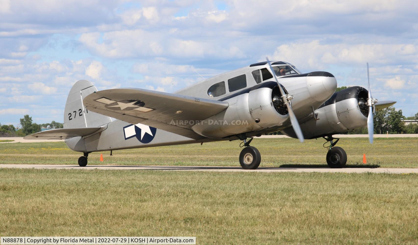 N88878, 1943 Cessna UC-78C (T-50) Bobcat C/N 4121, OSH 2022