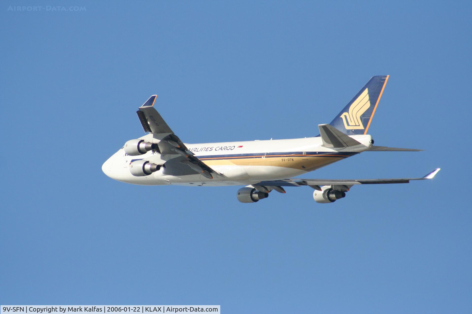 9V-SFN, 2004 Boeing 747-412F/SCD C/N 32899, Singapore Airlines Boeing 747-412F, 9V-SFN Departing RWY 25L KLAX