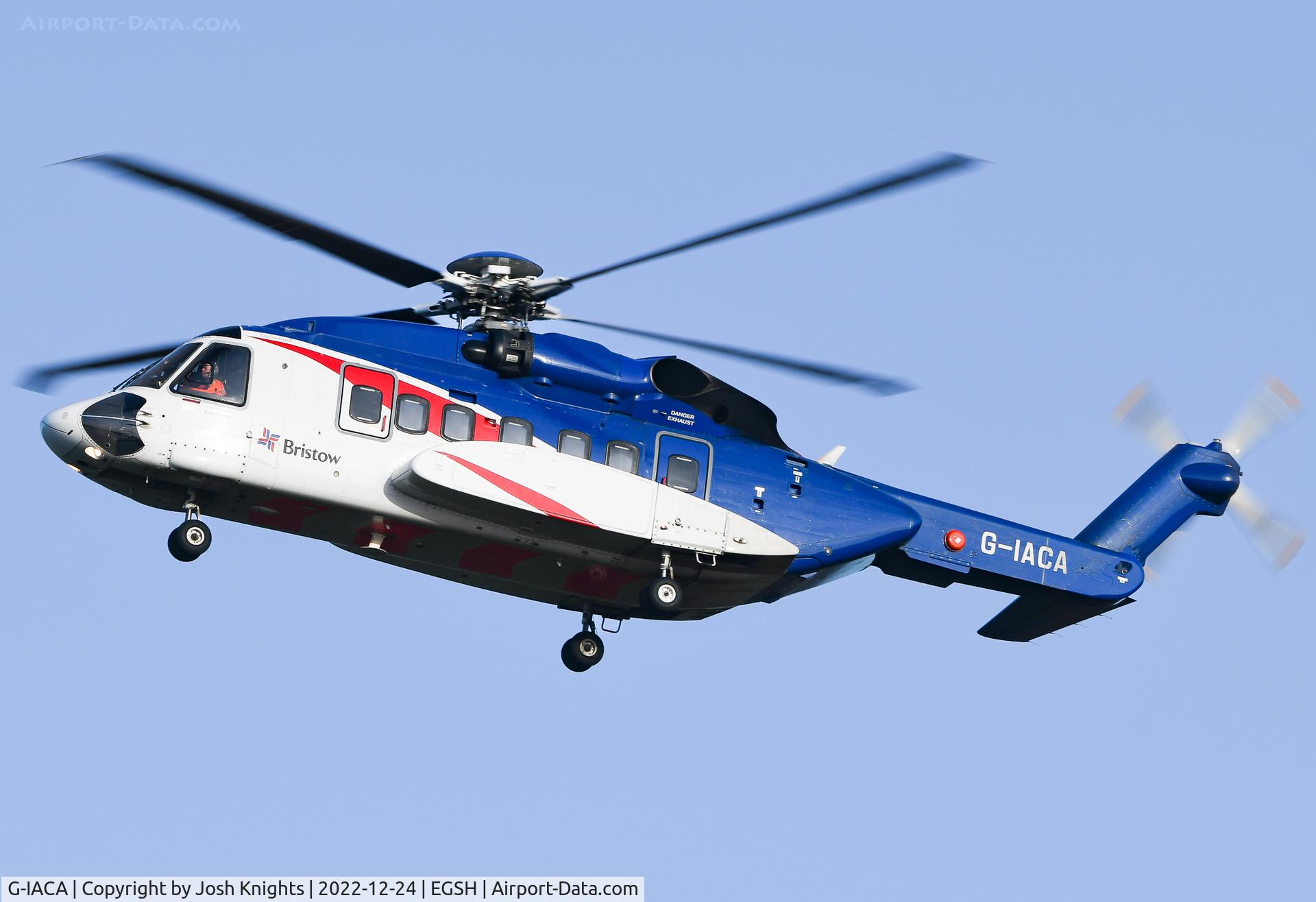 G-IACA, 2007 Sikorsky S-92A C/N 920050, Arriving at Norwich.
