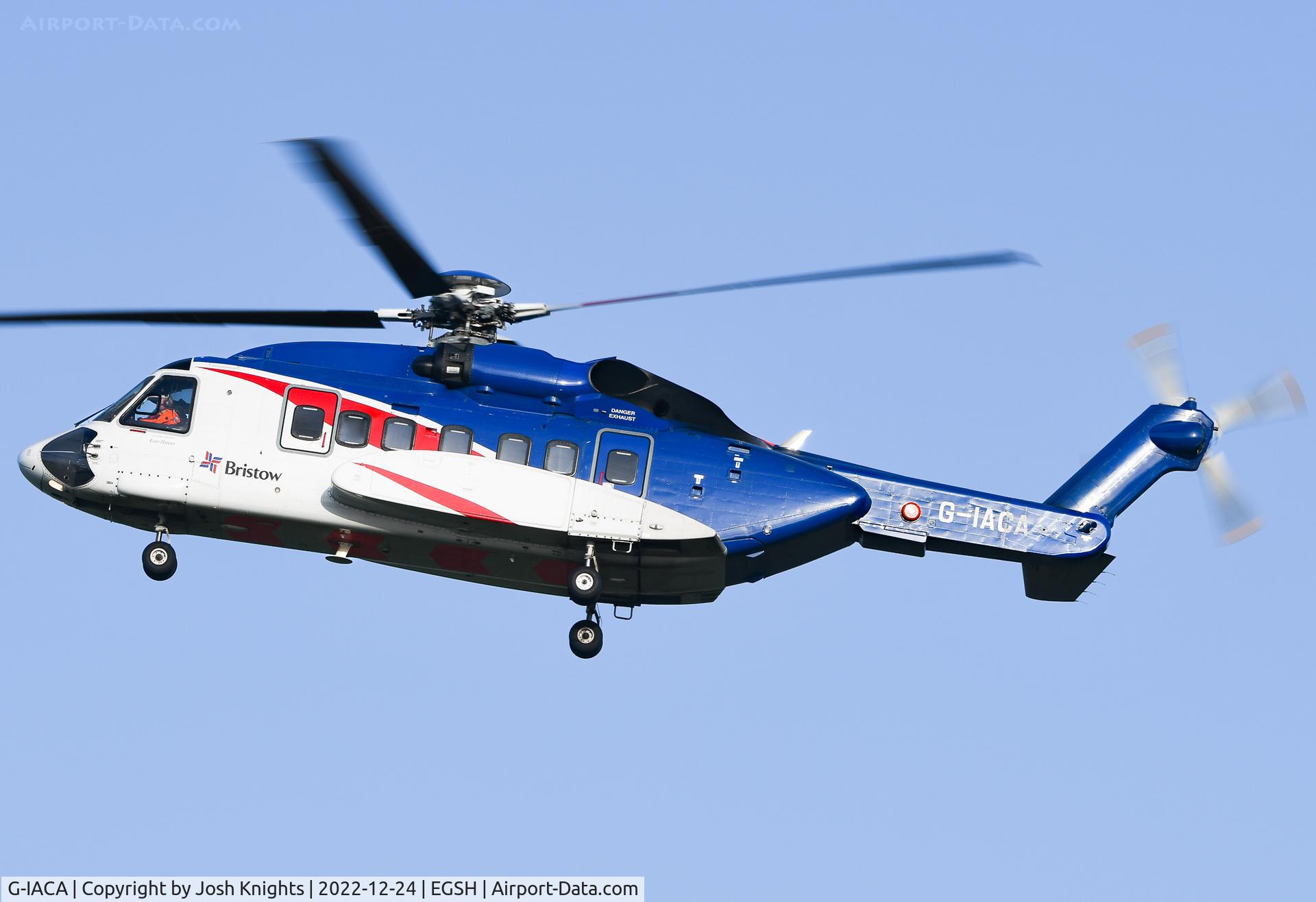 G-IACA, 2007 Sikorsky S-92A C/N 920050, Arriving at Norwich.