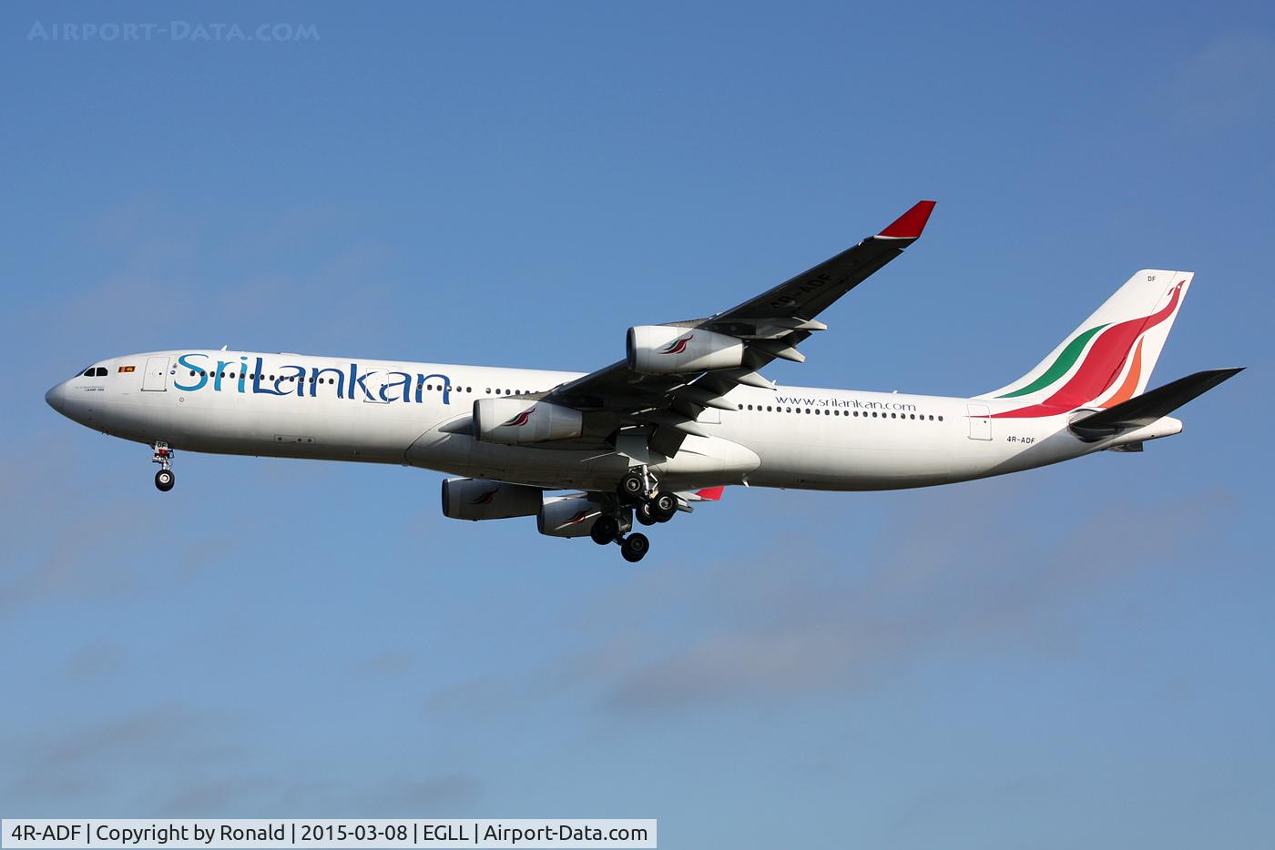 4R-ADF, 2000 Airbus A340-313 C/N 374, at lhr