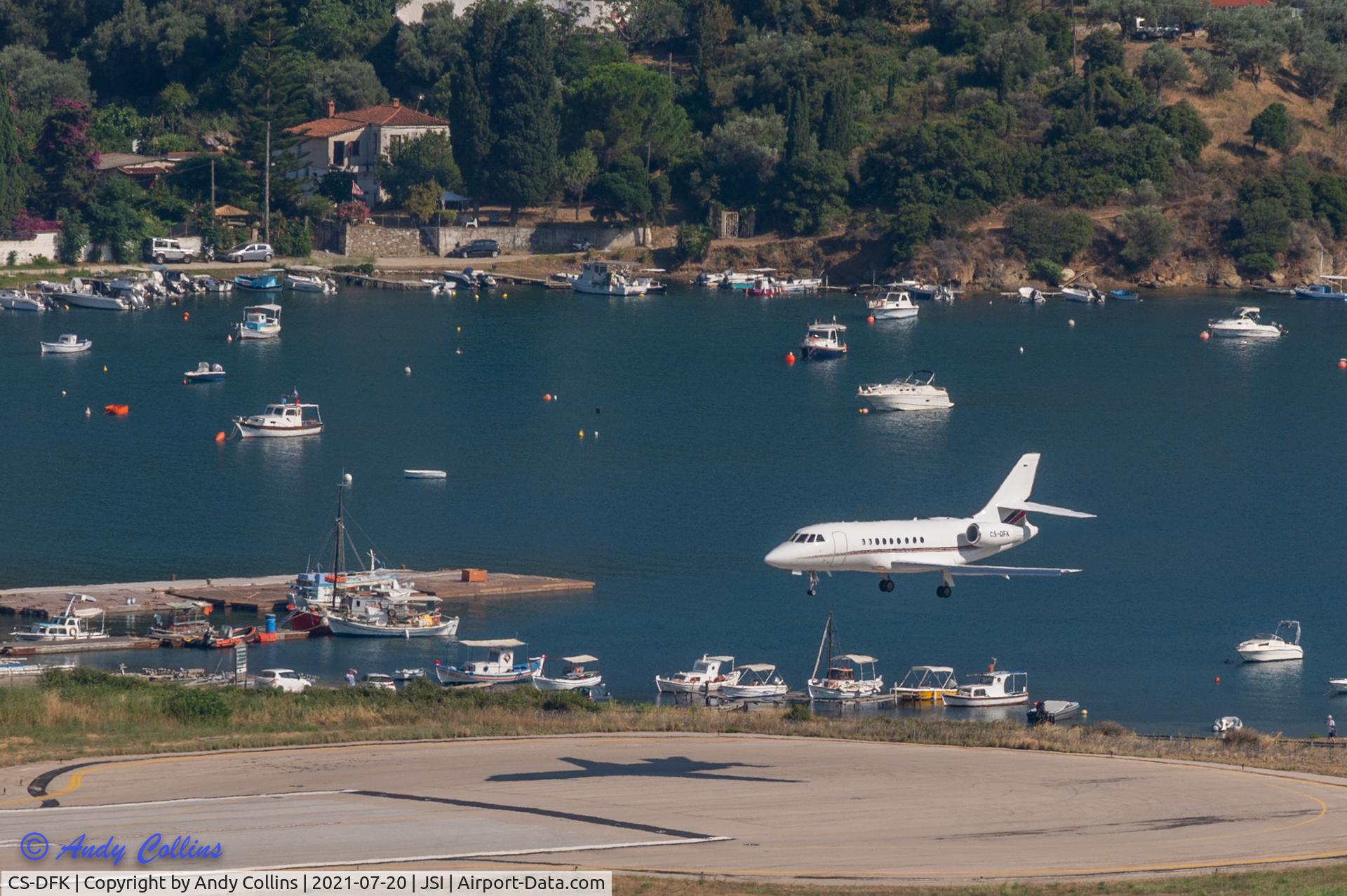 CS-DFK, 2006 Dassault Falcon 2000EX C/N 65, Landing at Skiathos