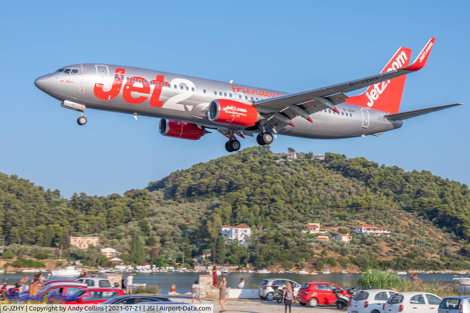 G-JZHY, 2017 Boeing 737-8MG C/N 63155, Landing at Skiathos