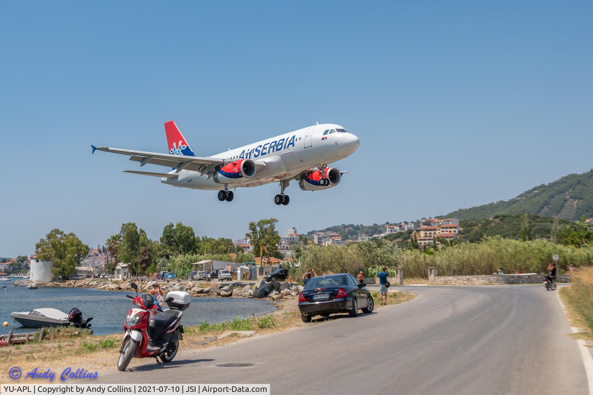 YU-APL, 2010 Airbus A319-132 C/N 4282, Landing at Skiathos