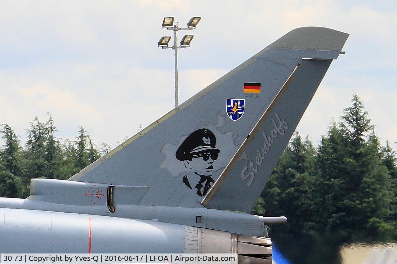 30 73, Eurofighter EF-2000 Typhoon S C/N GS054, Eurofighter EF-2000 Typhoon S, Tail close up view, Avord Air Base 702 (LFOA) Open day 2016
