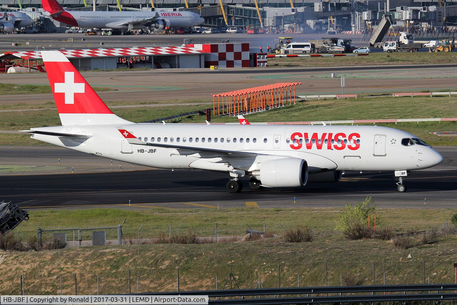 HB-JBF, 2017 Bombardier CSeries CS100 (BD-500-1A10) C/N 50015, at mad