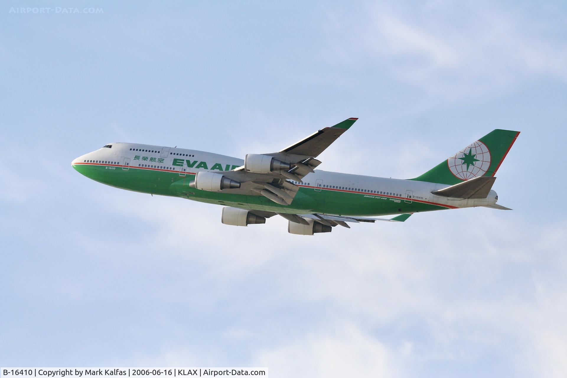 B-16410, 1997 Boeing 747-45E C/N 29061, EVA AIR Boeing 747-45E, B-16410 departing 25R LAX
