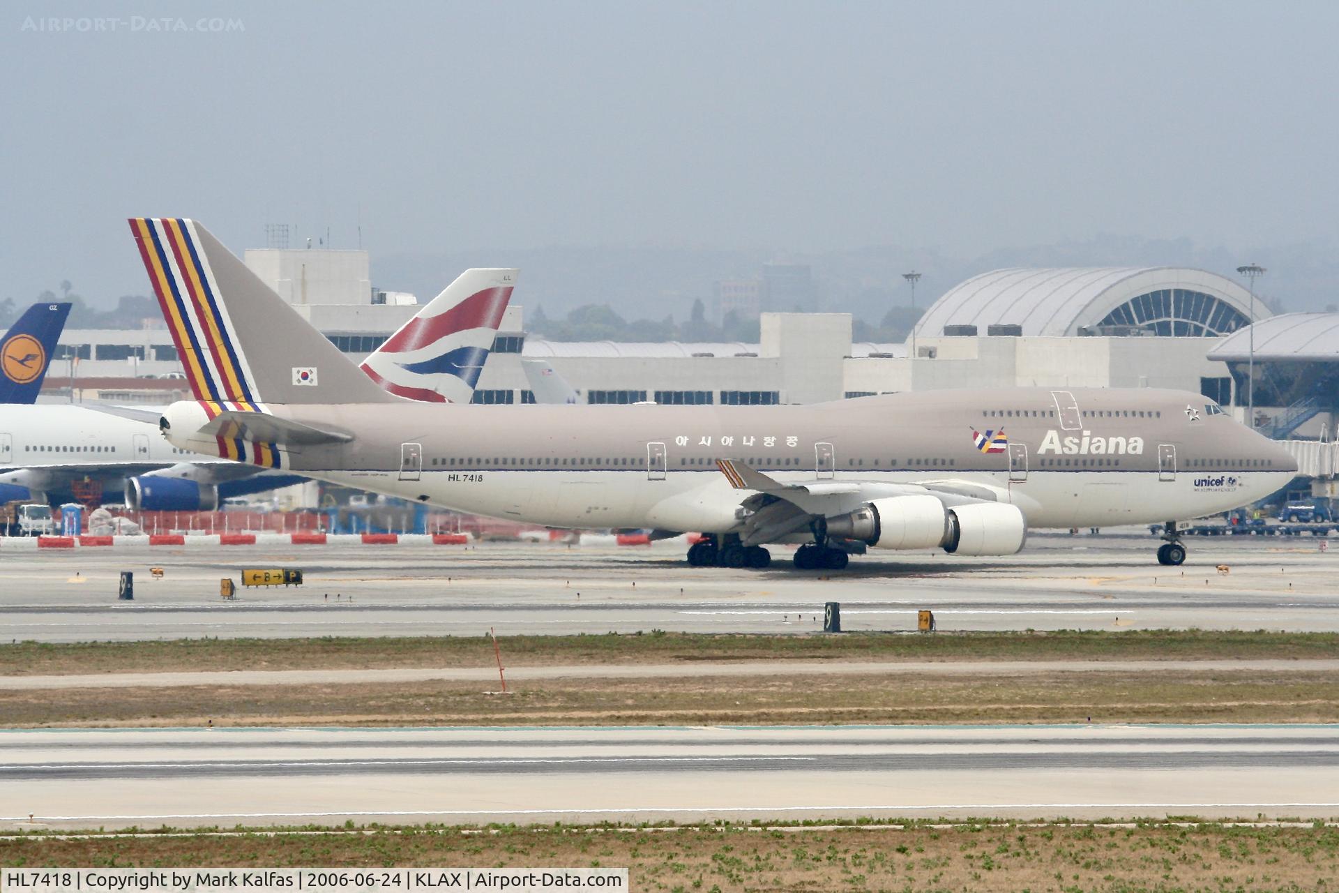 HL7418, 1994 Boeing 747-48E C/N 25780, ASIANA Boeing 747-48E, HL7418 at LAX