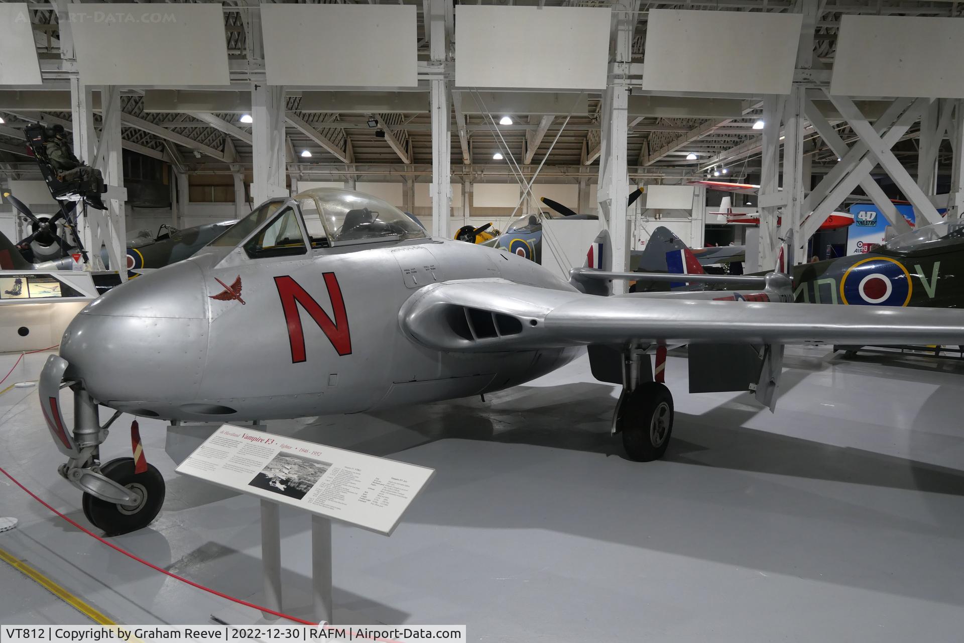 VT812, 1947 De Havilland DH-100 Vampire F.3 C/N Not found VT812, On display at the RAF Museum, Hendon.