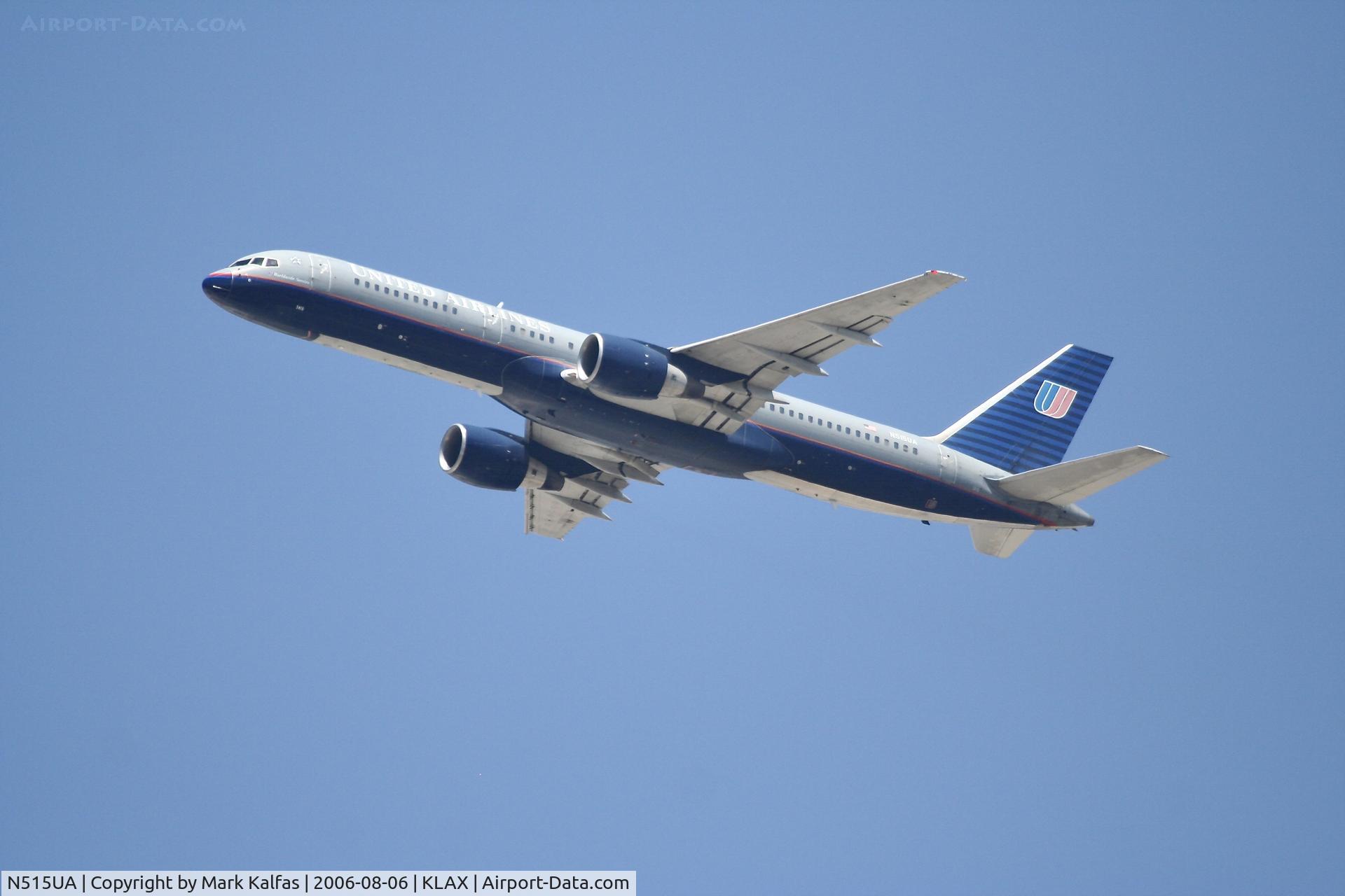 N515UA, 1990 Boeing 757-222F C/N 24840, United Boeing 757-222, N515UA departing 25R LAX
