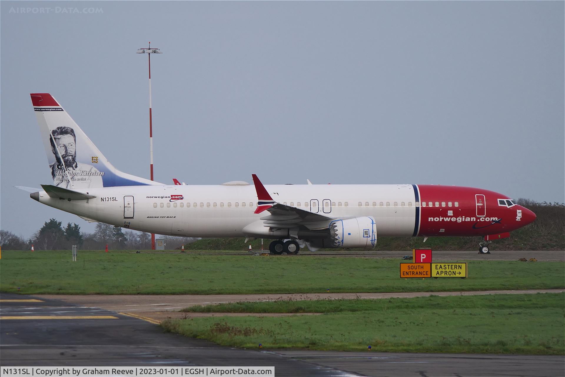 N131SL, 2018 Boeing 737-8 MAX C/N 63971, Parked at Norwich with engine removed.