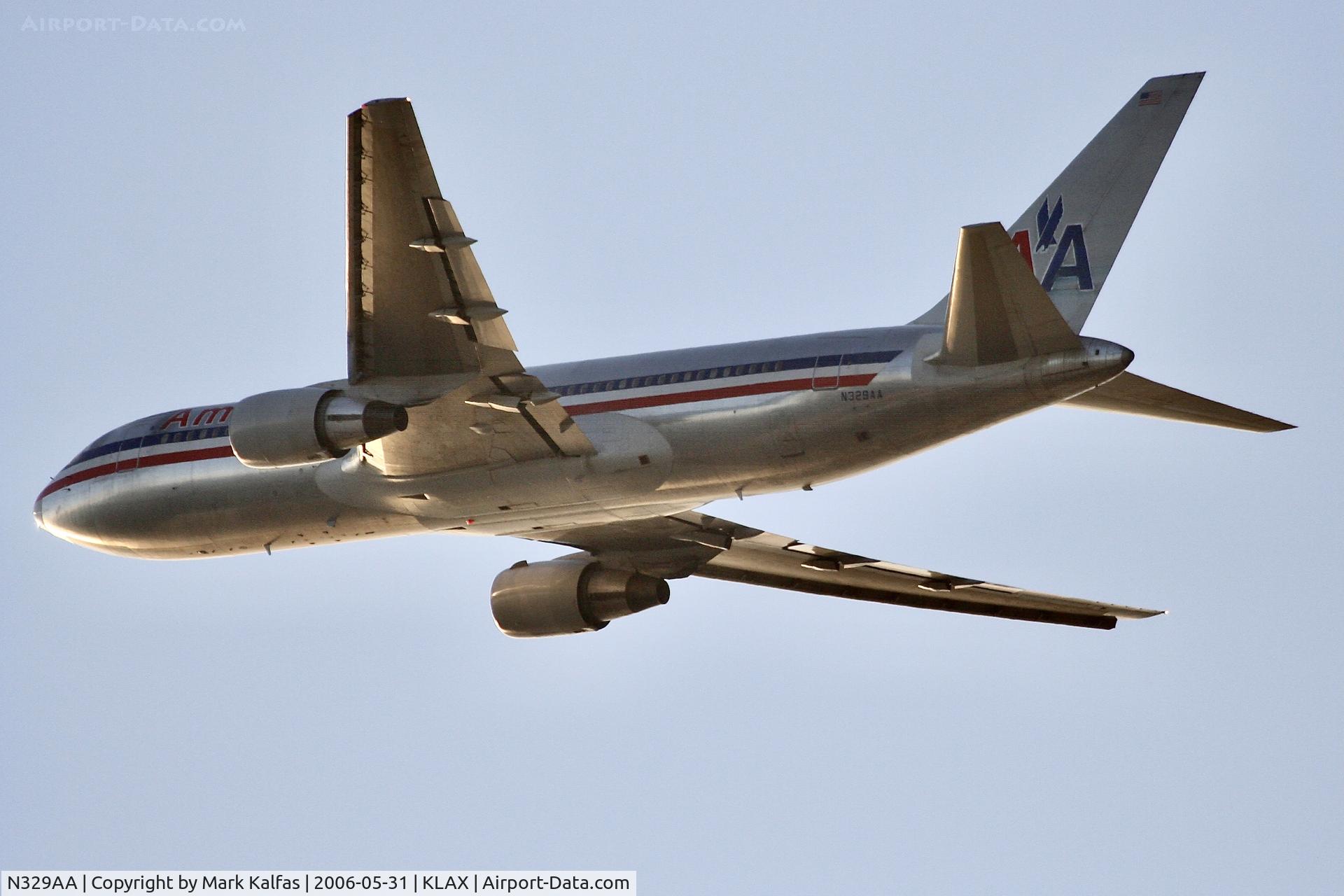 N329AA, 1987 Boeing 767-223 C/N 22329, American Airlines Boeing 767-223, departing 25R KLAX