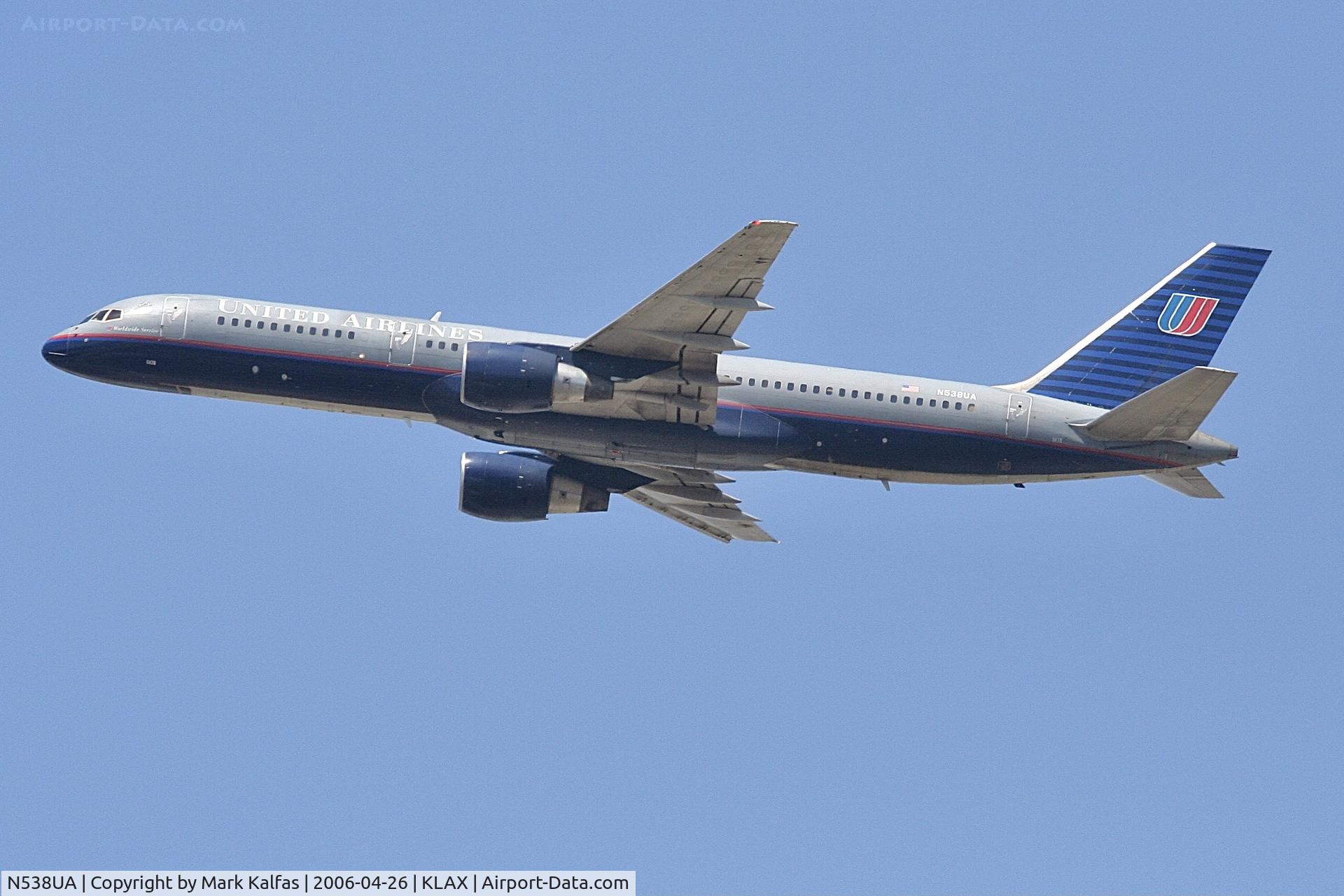 N538UA, 1991 Boeing 757-222(SF) C/N 25222, United Airlines Boeing 757-222, N538UA, Departing 25R LAX