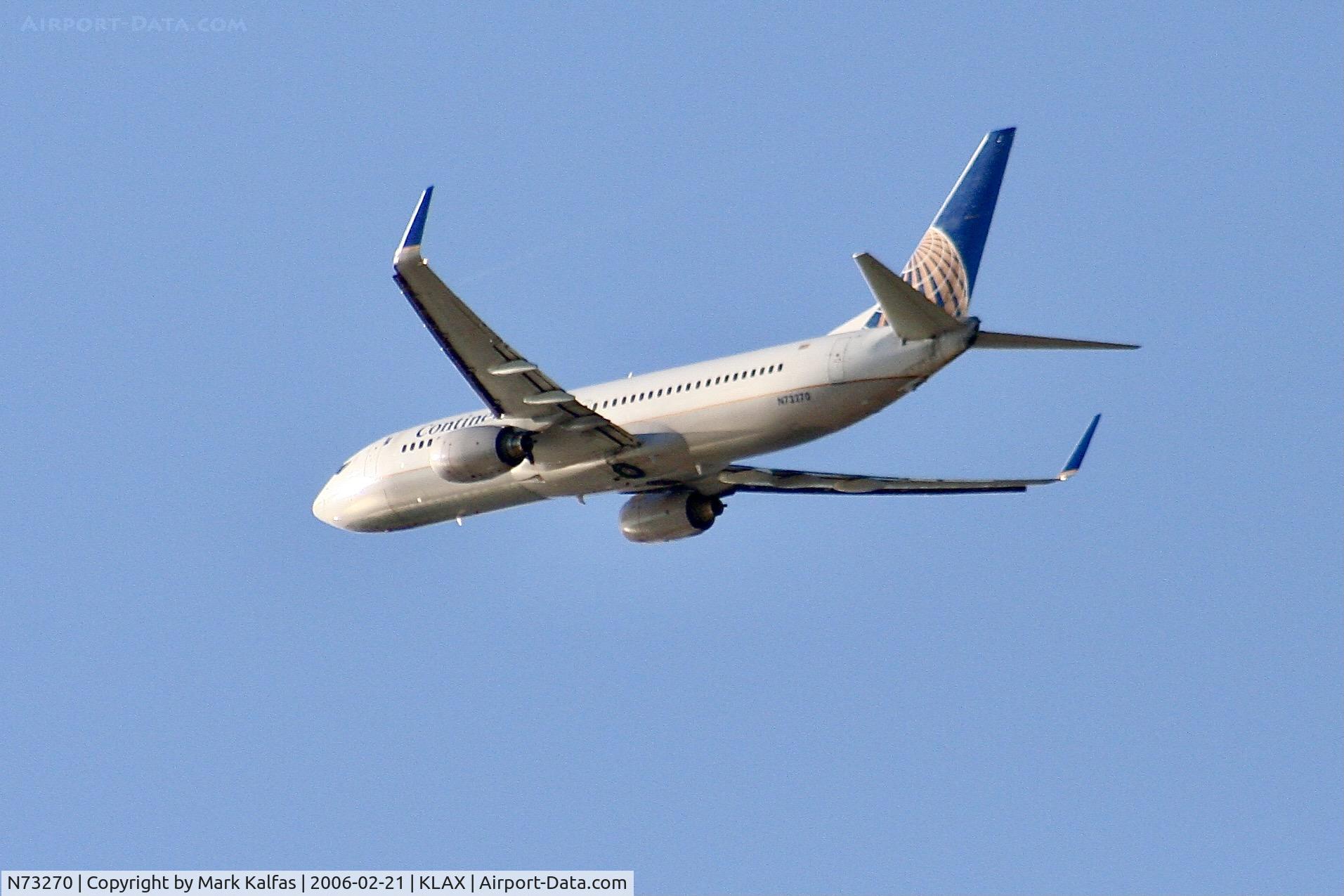 N73270, 2001 Boeing 737-824 C/N 31632, Continental Boeing 737-824, N73270 departing 25R LAX.