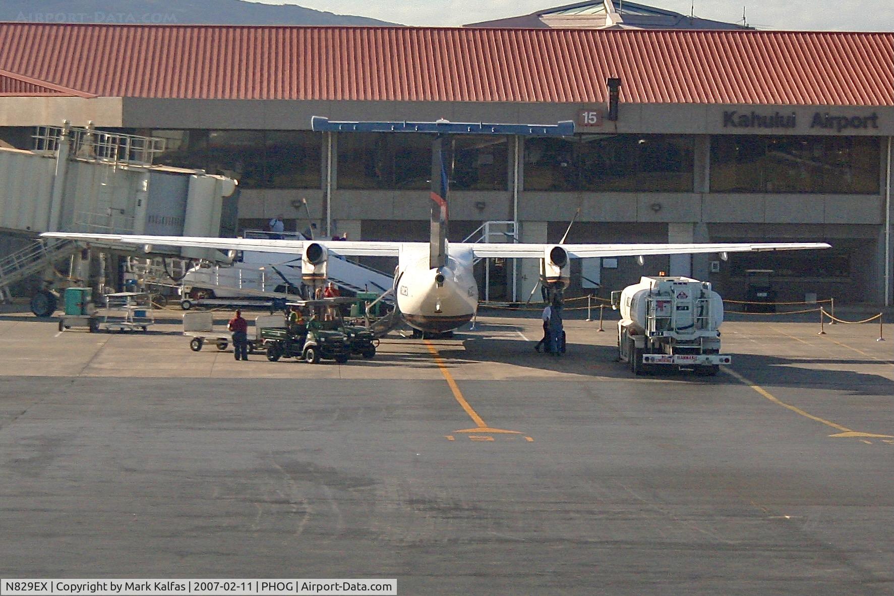 N829EX, 1989 De Havilland Canada DHC-8-103 Dash 8 C/N 146, Island Air  De Havilland Canada DHC-8-103, N829EX at gate 1 Kahului Airport, Kahului, Hawaii