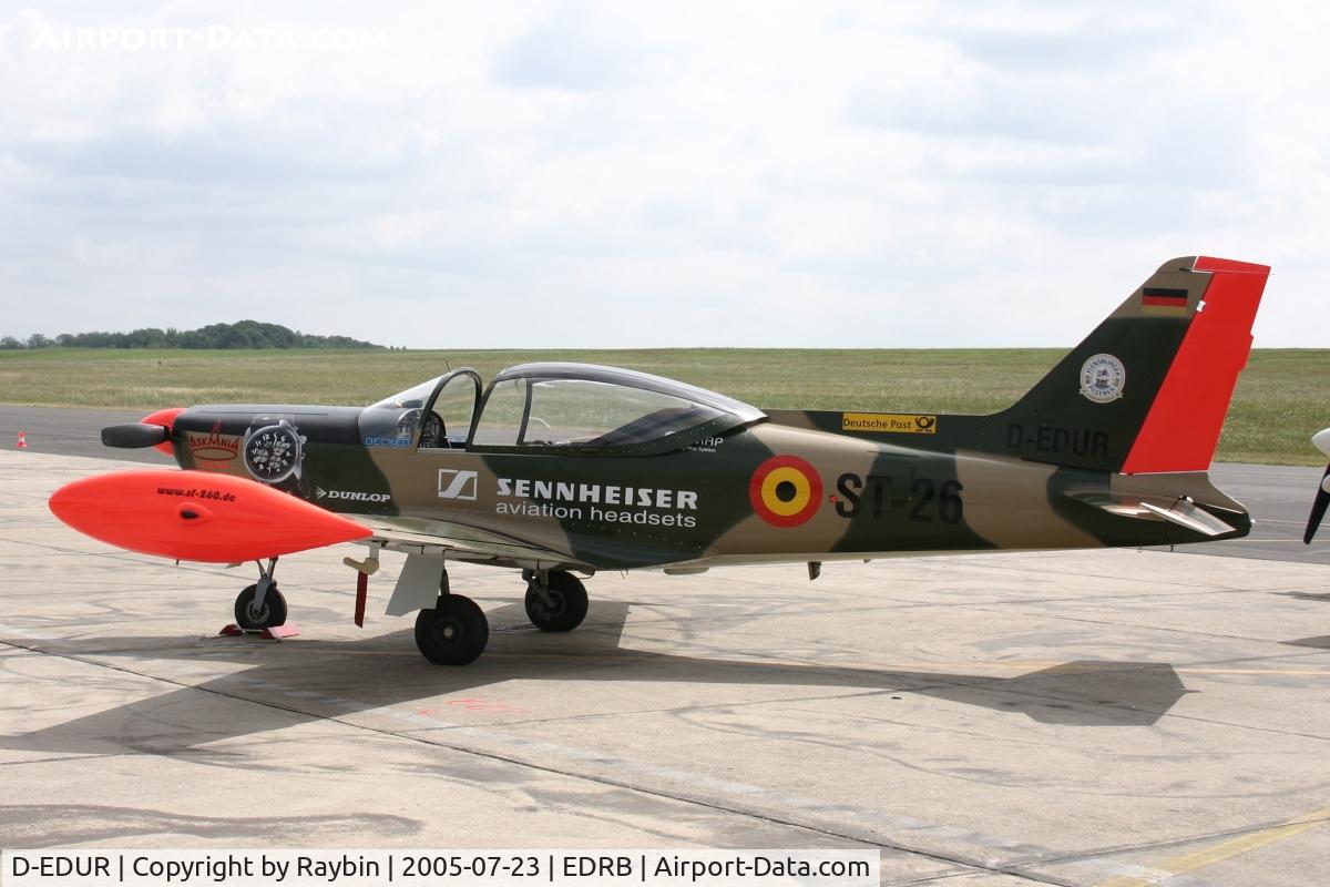 D-EDUR, 1980 SIAI-Marchetti SF-260 C/N 110, Civil Marchetti wearing the old belgian AF c/s. Nowadays the active military SF260's in Belgium are yellow