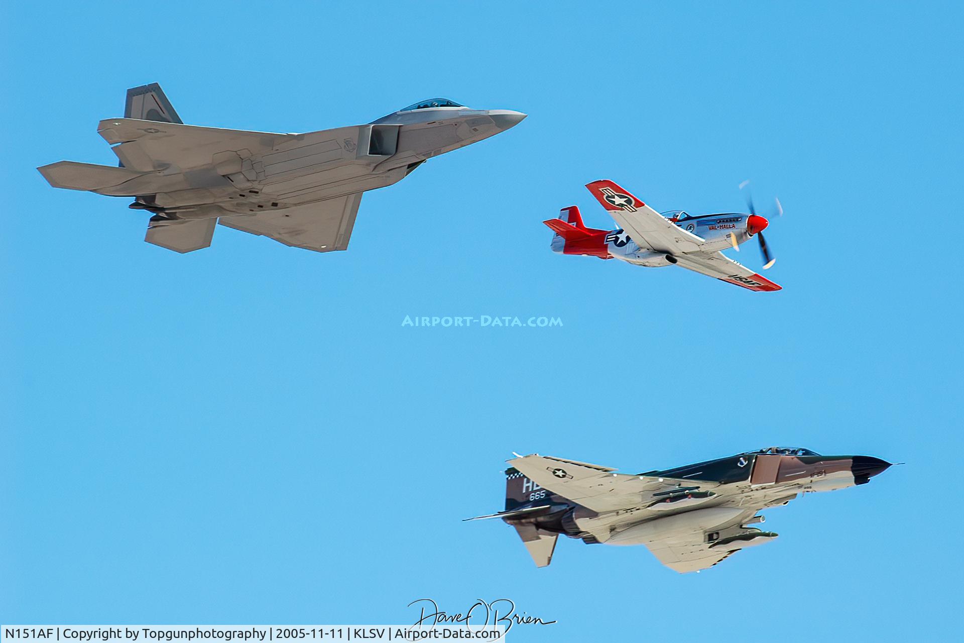N151AF, 1945 North American P-51D Mustang C/N 45-11525, USAF Heritage Flight, P-51, F-22 & QF-4E