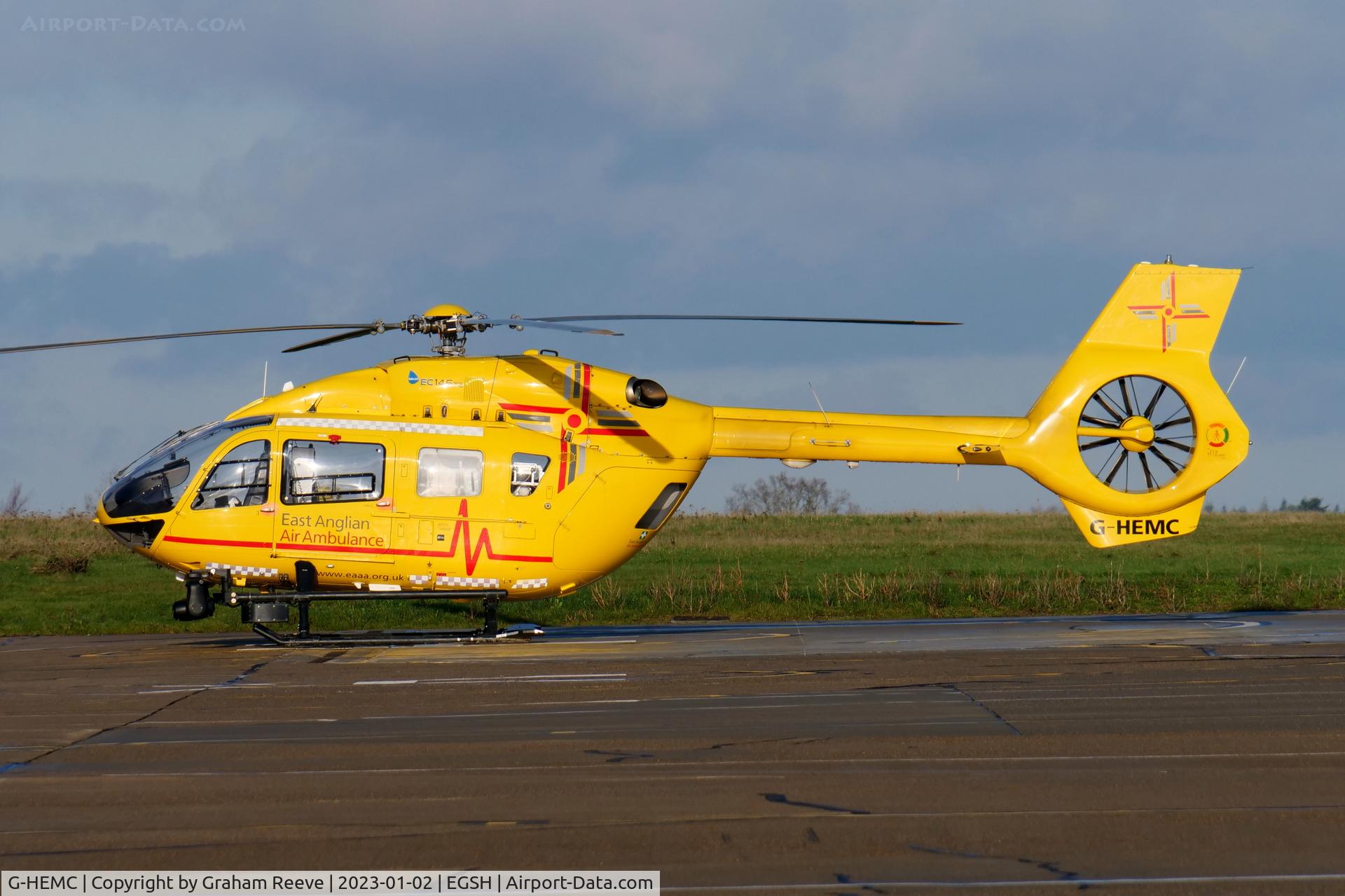 G-HEMC, 2014 Airbus Helicopters EC-145T-2 (BK-117D-2) C/N 20012, Parked at Norwich.