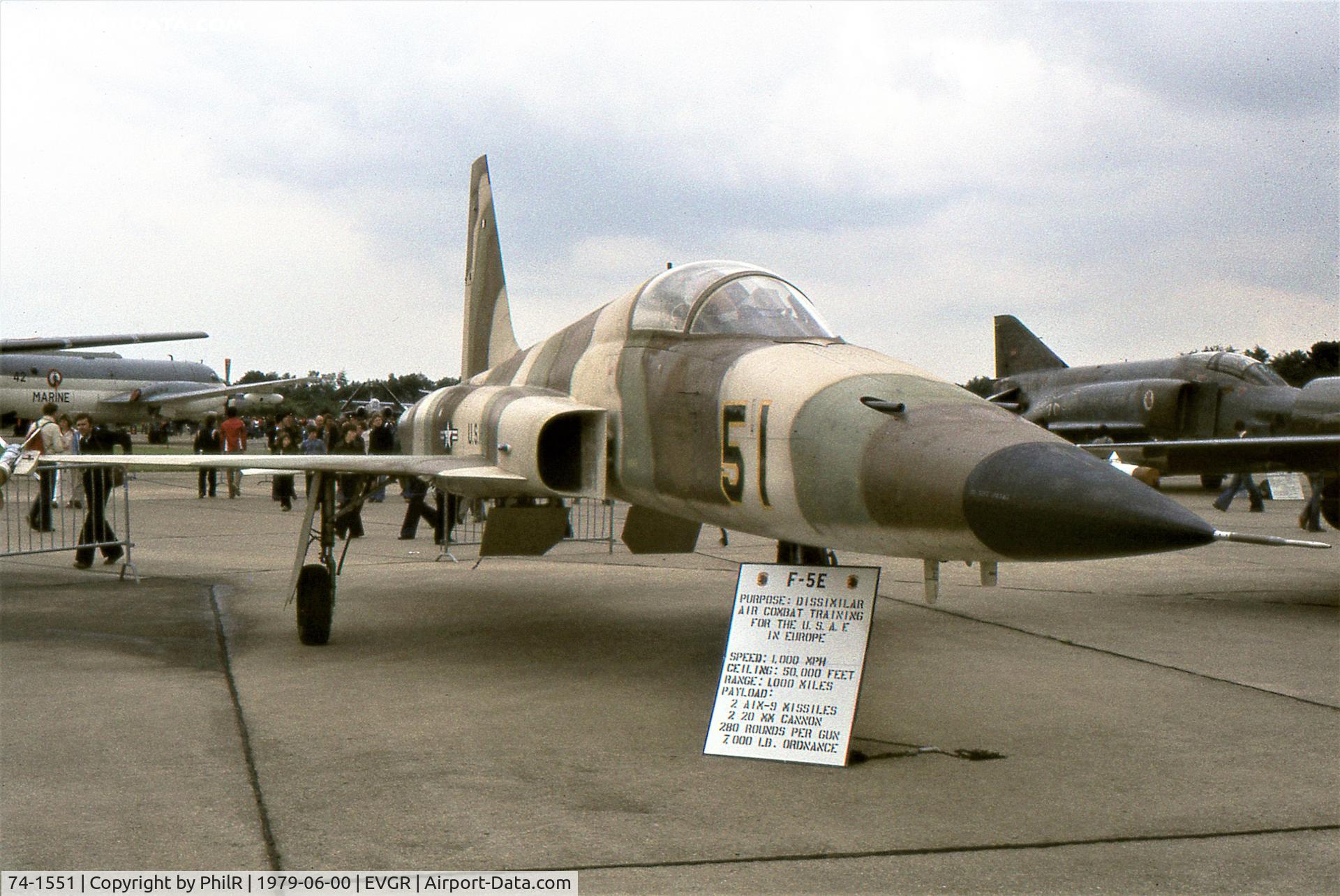 74-1551, 1974 Northrop F-5E Tiger II C/N R.1209, 1975 Northrop F-5E USAF IAT