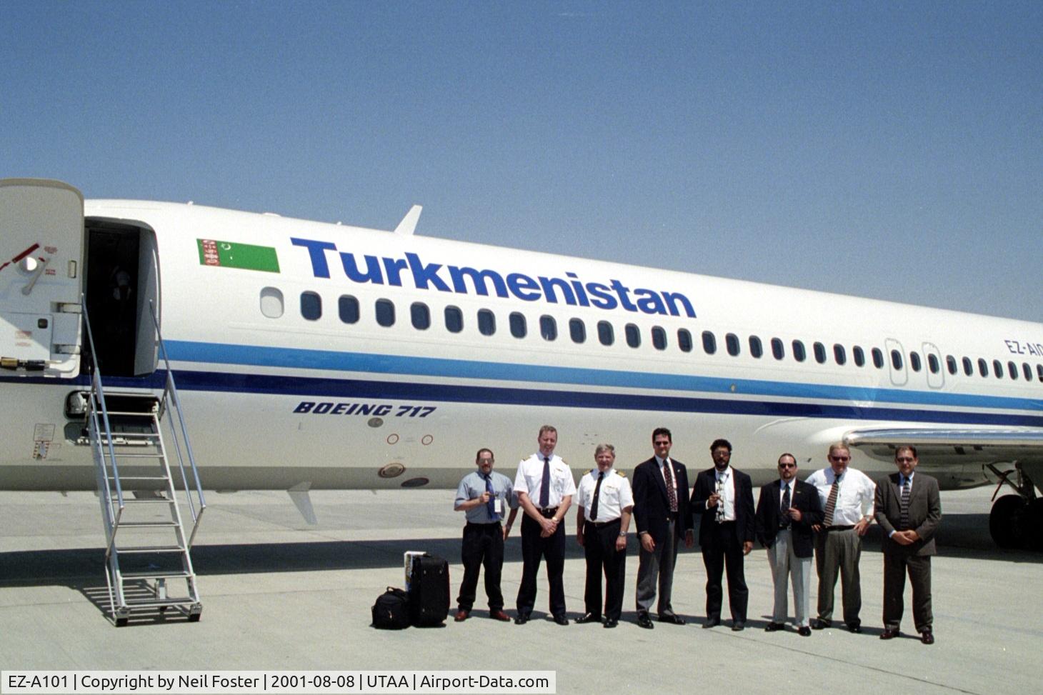 EZ-A101, 2001 Boeing 717-22K C/N 55153, EZ-A101 arrival in Ashgabat, Turkmenistan (delivery team)
