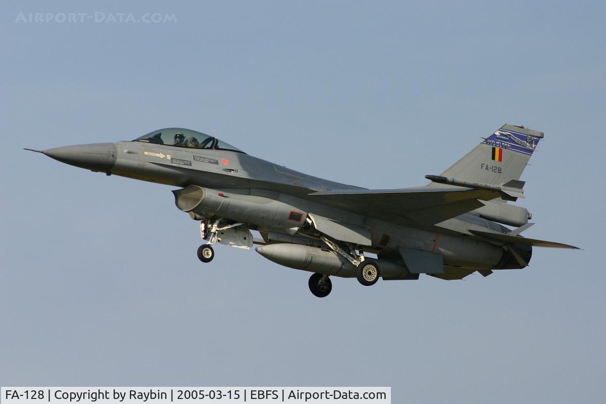 FA-128, SABCA F-16AM Fighting Falcon C/N 6H-128, Destroyed Oct.2018 A technician accidentally opened fire from a plane during ground maintenance. FA-128 was hit and catches fire