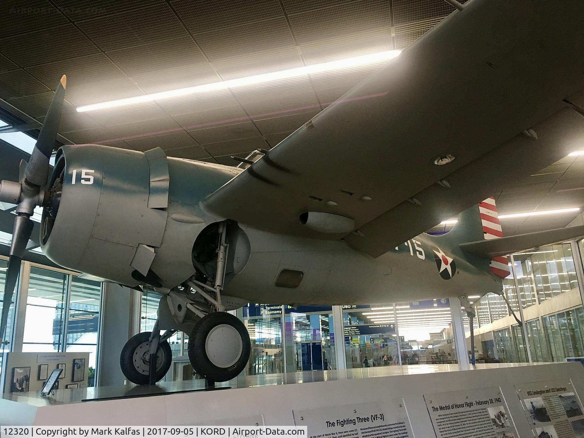 12320, 1944 Grumman F4F-3 Wildcat C/N 5980, Butch O'Hare replica Grumman F4F-3 Wildcat on display at O'Hare International Airport.