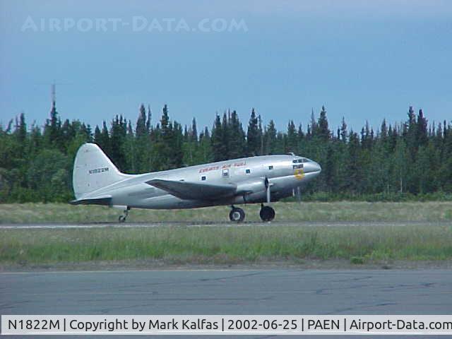 N1822M, 1945 Curtiss Wright C-46F-1CU C/N 22521, Everts Air Fuel Curtiss Wright C-46F-1CU arriving 2L at Kenai, AK