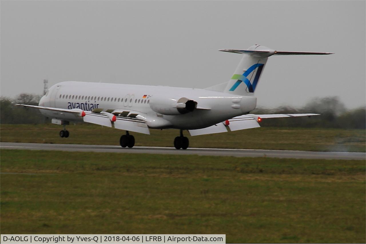 D-AOLG, 1993 Fokker 100 (F-28-0100) C/N 11452, Fokker 100, Landing rwy 25L, Brest-Bretagne airport (LFRB-BES)