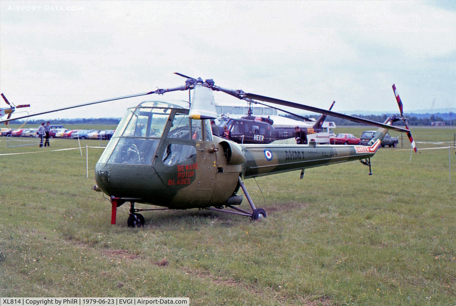 XL814, 1959 Saunders-Roe Skeeter AOP.12 C/N S2/5099, XL814 1959 SARO Skeeter AOP12 AAC International Air Tatoo RAF Greenham Common 23.06.79