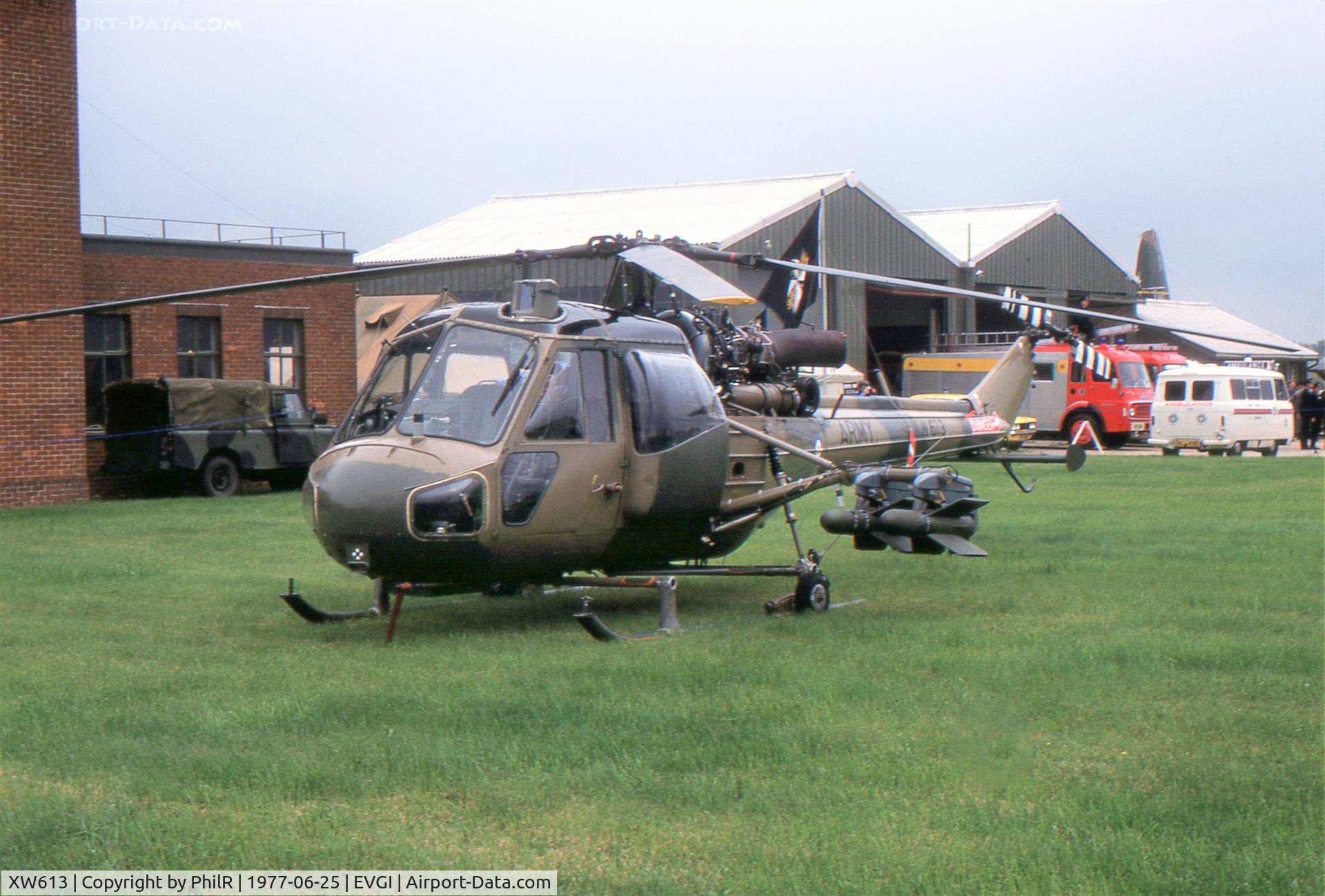 XW613, Westland Scout AH.1 C/N F9741, XW613 1970 Westland Scout AH1 International Air Tattoo RAF Greenham Common