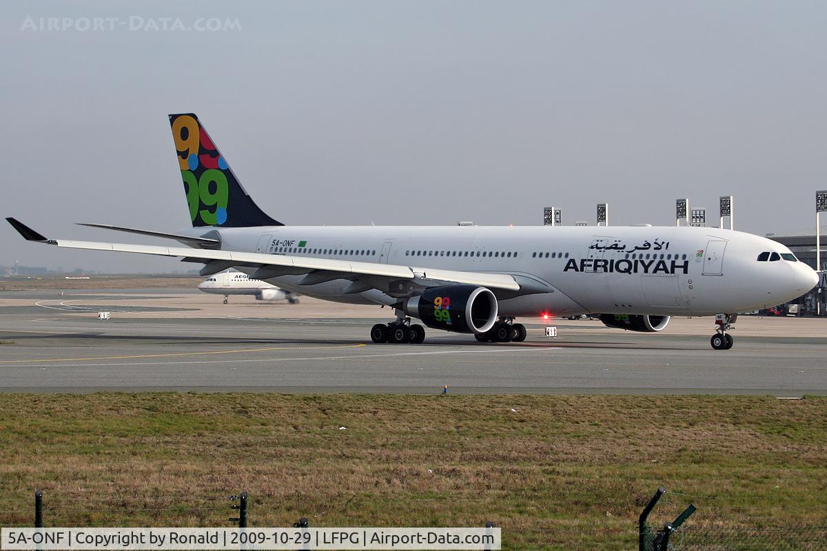 5A-ONF, 2009 Airbus A330-202 C/N 999, at cdg