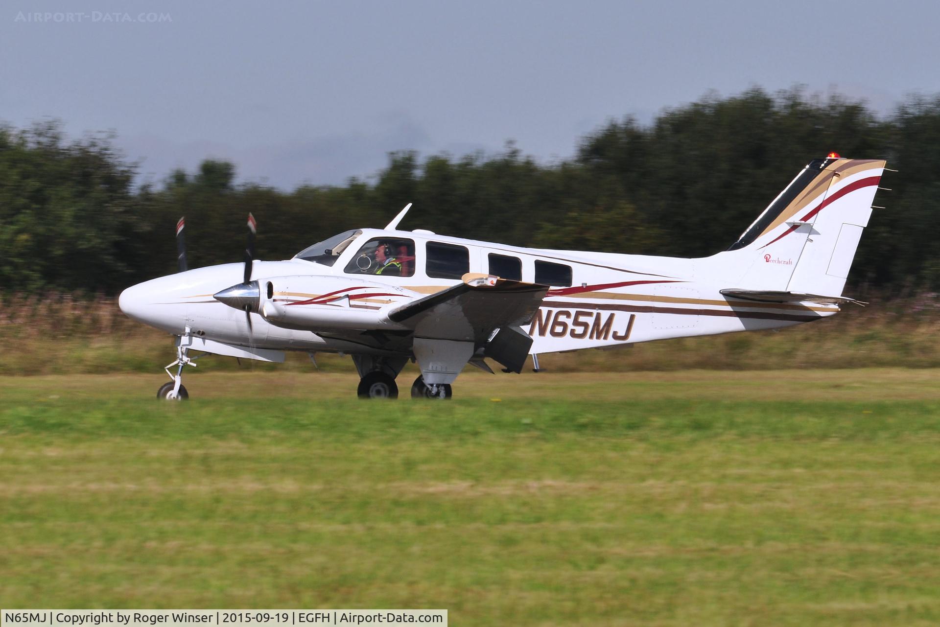 N65MJ, 1985 Beech 58P Baron C/N TJ-487, Visiting Baron arriving Runway 22.