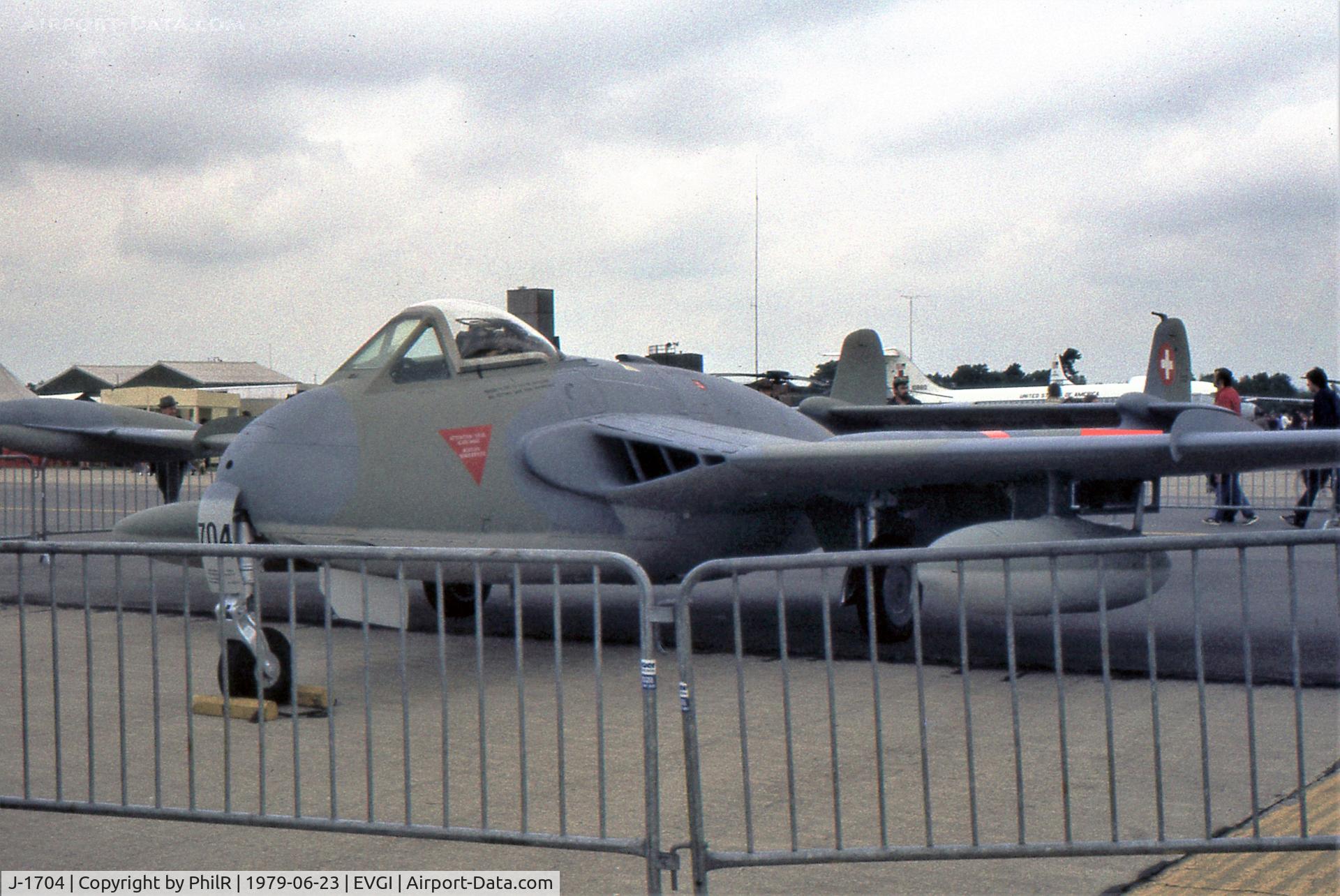 J-1704, 1956 De Havilland (F+W Emmen) DH-112 Venom FB.54 C/N 874, J-1704 1956 F+W Emmen DH112 Venom FB54 Swiss Air Force International Air Tattoo RAF Greenham Common