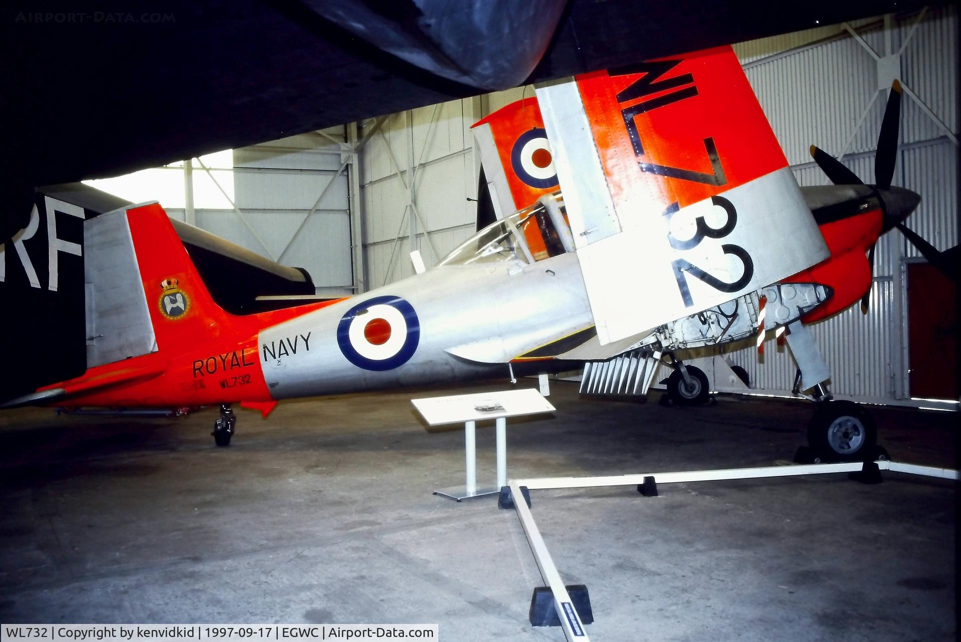 WL732, 1954 Boulton Paul Sea Balliol T.21 C/N Not found, A visit to Cosford in 1997.